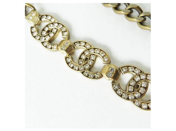 Collar Chanel Gran Cadena de Malla Dorada CC Dorado - vista 2