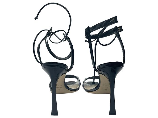 DIOR Sandalen im Gladiator-Stil aus Lackleder 38 Schwarz - Ansicht 3