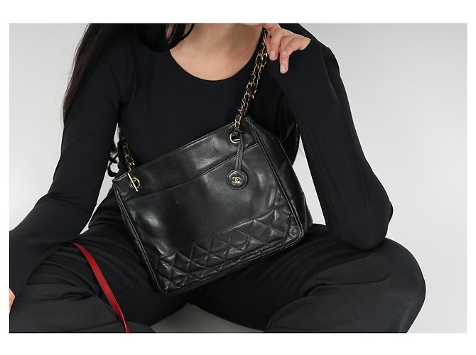 Borsa a mano Chanel in pelle nera Nero - vista 8