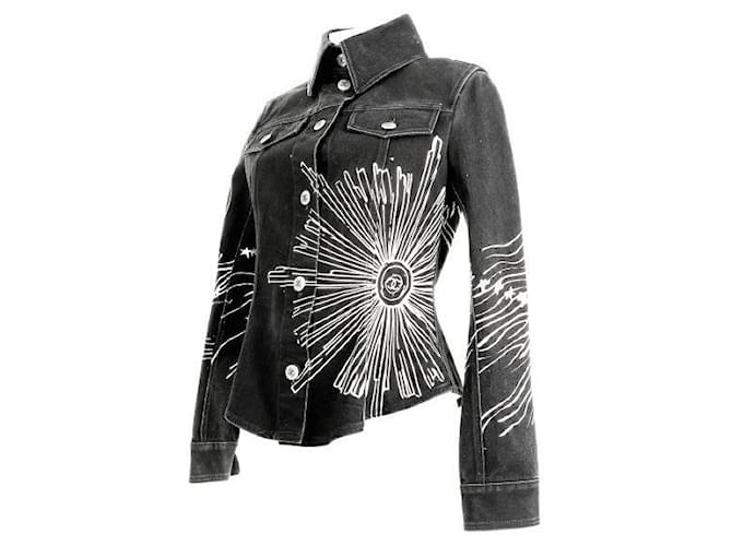 Chanel Denim-Anthrazitjacke Grau - Ansicht 2