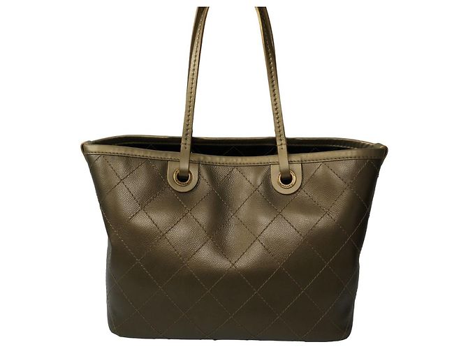 Borsa tote Chanel in pelle khaki iridescente D'oro - vista 2