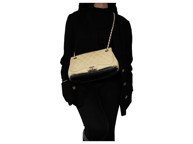 Chanel Vintage Jumbo Timeless Tasche Beige - Ansicht 10