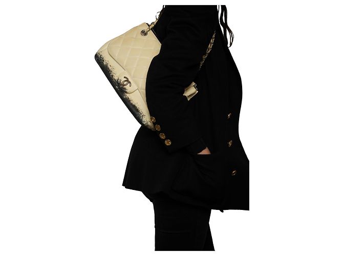 Chanel Vintage Jumbo Timeless Tasche Beige - Ansicht 8