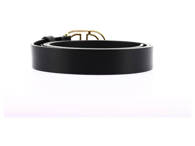 Dior Caro CD Loop Gürtel aus schwarzem Leder Größe 70 - Ansicht 2