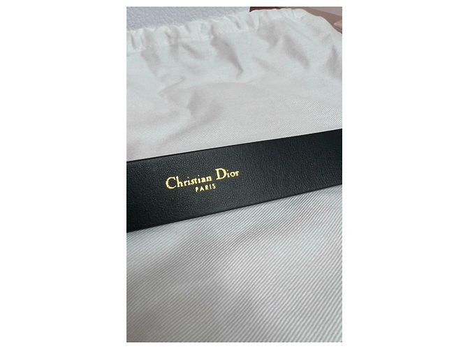 Dior Caro CD Loop Gürtel aus schwarzem Leder Größe 70 - Ansicht 3