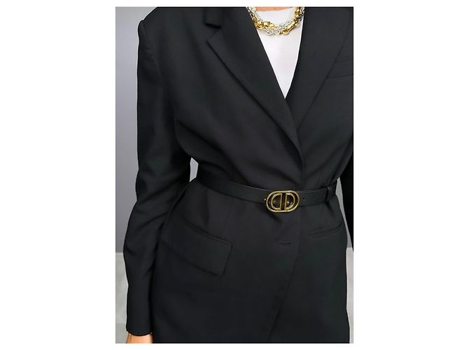 Dior Caro CD Loop Gürtel aus schwarzem Leder Größe 70 - Ansicht 6