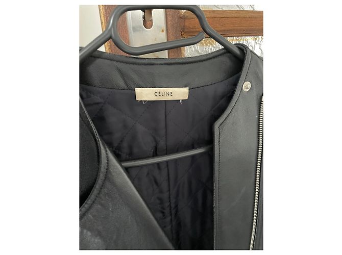 Céline Celine Leder Perfecto-Jacke Schwarz - Ansicht 3