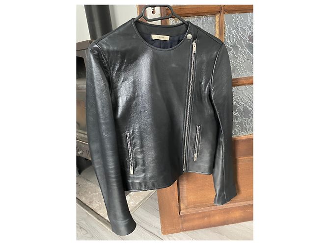 Céline Celine Leder Perfecto-Jacke Schwarz - Ansicht 7