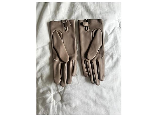 Hermès Lederhandschuhe Grau Taupe Größe 6.5 - Ansicht 2