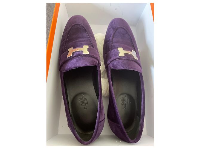 Mocassini Hermès modello Parigi 37.5 Porpora - vista 5