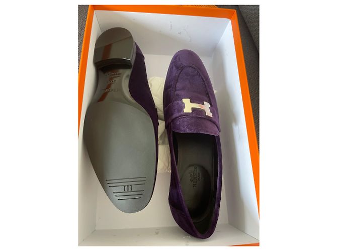 Mocassini Hermès modello Parigi 37.5 Porpora - vista 6