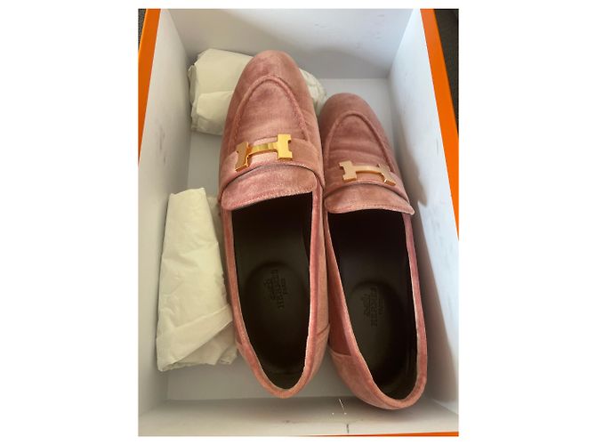 Mocassini Hermès modello Parigi 37.5 Rosa - vista 5