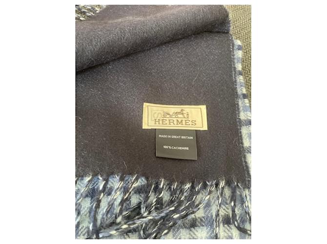 Cachecol monogramado Hermès Azul - vista 4