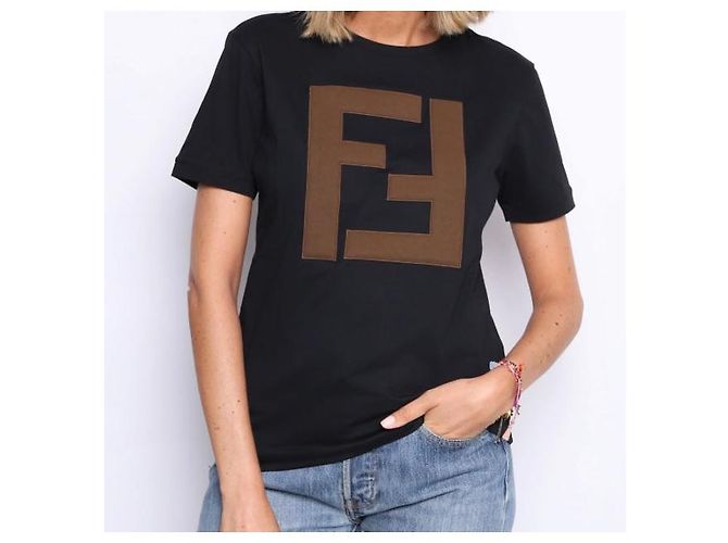 Camiseta Fendi negra de algodón con maxi logo Negro - vista 3