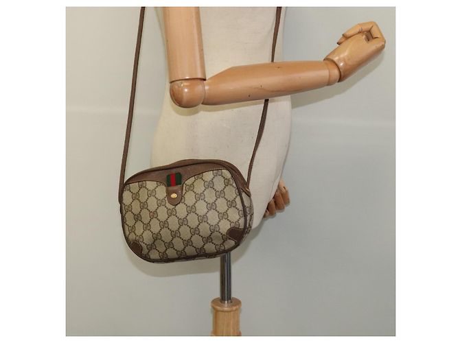 GUCCI GG Supreme Web Sherry Line Borsa a Spalla PVC Beige 89 02 066 Auth nb440 - vista 20