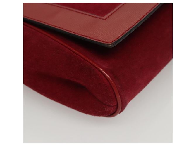Céline Bolsa de Ombro CELINE em Couro Suede Vermelho Dourado Auth bs23556 - vista 10