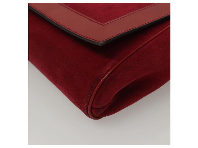 Céline Bolsa de Ombro CELINE em Couro Suede Vermelho Dourado Auth bs23556 - vista 11