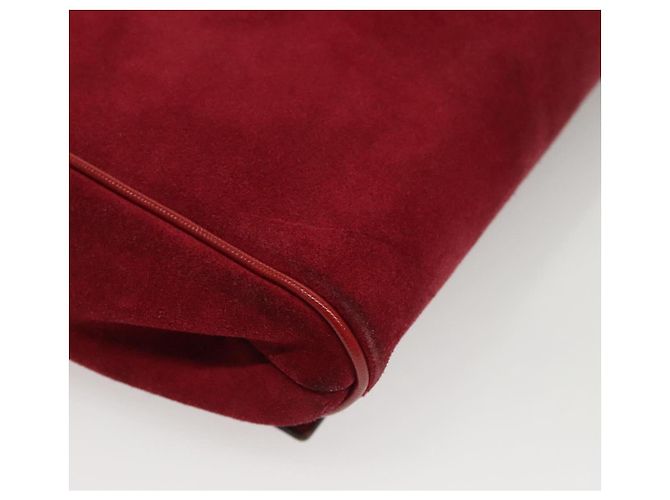 Céline Bolsa de Ombro CELINE em Couro Suede Vermelho Dourado Auth bs23556 - vista 12