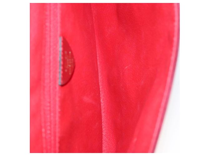 Céline Bolsa de Ombro CELINE em Couro Suede Vermelho Dourado Auth bs23556 - vista 16