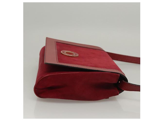 Céline Bolsa de Ombro CELINE em Couro Suede Vermelho Dourado Auth bs23556 - vista 4