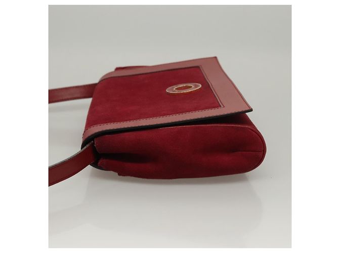 Céline Bolsa de Ombro CELINE em Couro Suede Vermelho Dourado Auth bs23556 - vista 5