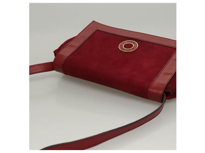 Céline Bolsa de Ombro CELINE em Couro Suede Vermelho Dourado Auth bs23556 - vista 6