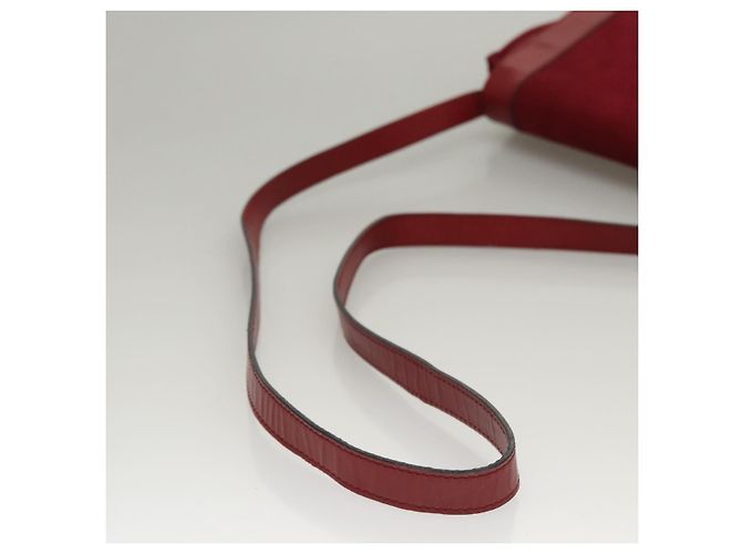 Céline Bolsa de Ombro CELINE em Couro Suede Vermelho Dourado Auth bs23556 - vista 7