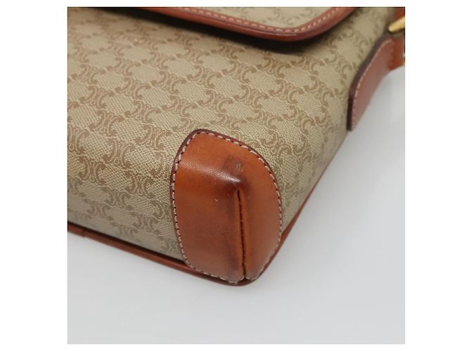 Céline Borsa a Spalla in Tela Macadam CELINE Beige Oro Auth 116806 D'oro - vista 10