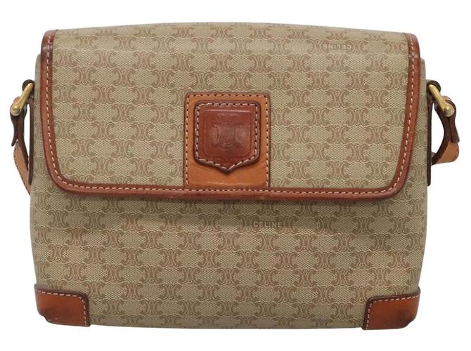 Céline Borsa a Spalla in Tela Macadam CELINE Beige Oro Auth 116806 D'oro - vista 2