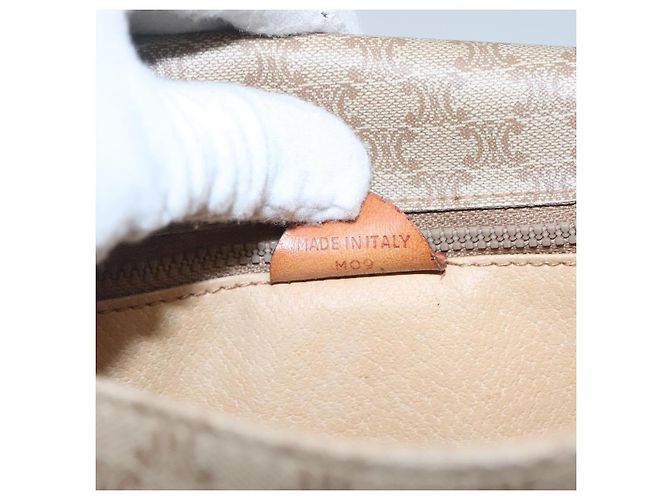 Céline Borsa a Spalla in Tela Macadam CELINE Beige Oro Auth 116806 D'oro - vista 20