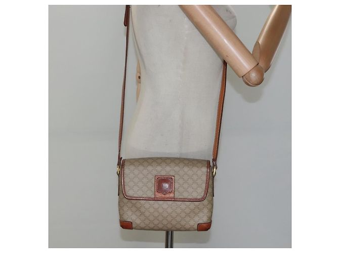 Céline Borsa a Spalla in Tela Macadam CELINE Beige Oro Auth 116806 D'oro - vista 21