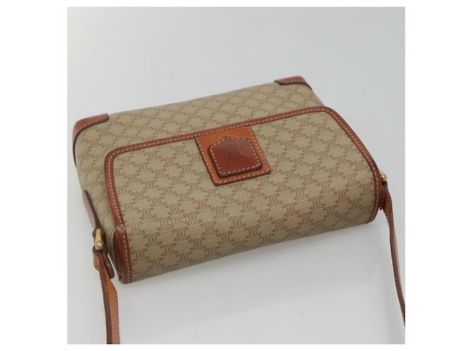 Céline Borsa a Spalla in Tela Macadam CELINE Beige Oro Auth 116806 D'oro - vista 6