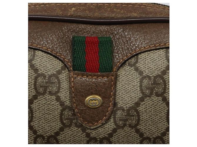GUCCI GG Supreme Web Borsa Sherry Linea PVC Beige Oro 156 02 066 Auth BA802 D'oro - vista 14