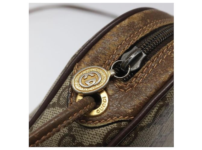 GUCCI GG Supreme Web Borsa Sherry Linea PVC Beige Oro 156 02 066 Auth BA802 D'oro - vista 15