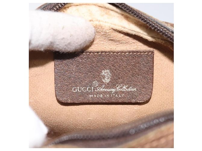 GUCCI GG Supreme Web Borsa Sherry Linea PVC Beige Oro 156 02 066 Auth BA802 D'oro - vista 16
