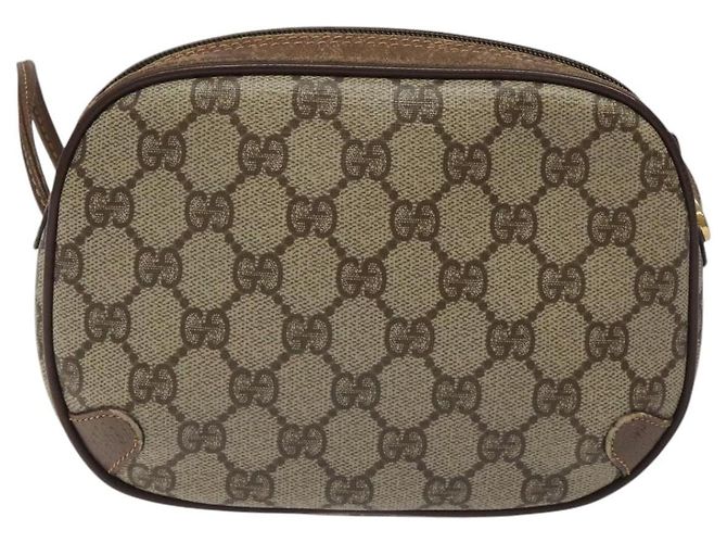 GUCCI GG Supreme Web Borsa Sherry Linea PVC Beige Oro 156 02 066 Auth BA802 D'oro - vista 3