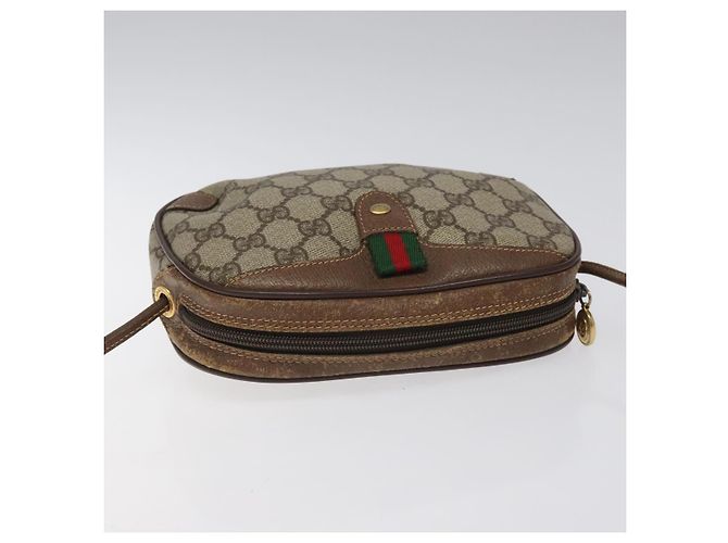 GUCCI GG Supreme Web Borsa Sherry Linea PVC Beige Oro 156 02 066 Auth BA802 D'oro - vista 6