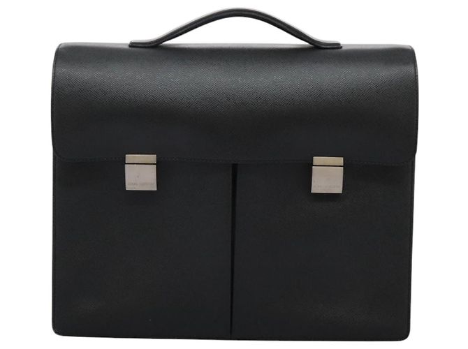 LOUIS VUITTON Taiga Serviette Kazan Sac de Bureau Ardoise M30802 LV Auth nb348 Gris - vue 13