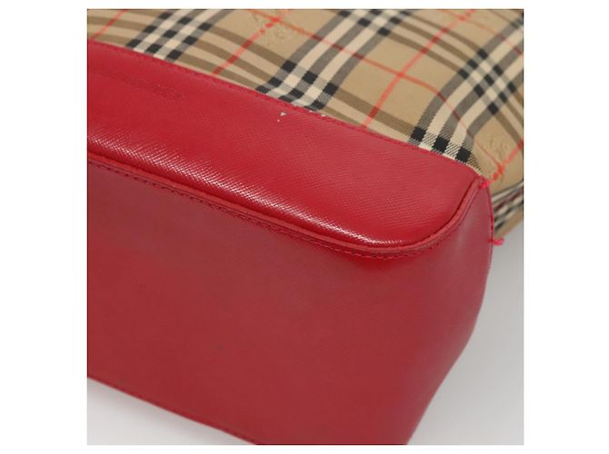 Borsa a spalla Burberry Nova Check in tela beige rossa oro Auth BD1088 Rosso D'oro - vista 10