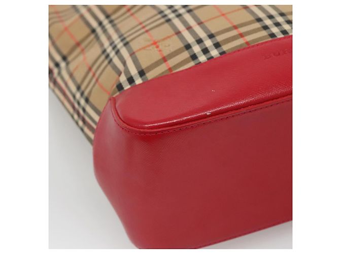 Borsa a spalla Burberry Nova Check in tela beige rossa oro Auth BD1088 Rosso D'oro - vista 11