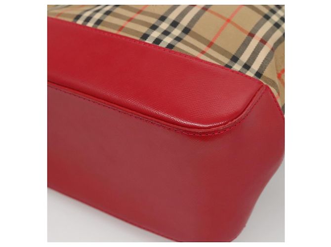 Borsa a spalla Burberry Nova Check in tela beige rossa oro Auth BD1088 Rosso D'oro - vista 12