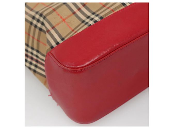 Borsa a spalla Burberry Nova Check in tela beige rossa oro Auth BD1088 Rosso D'oro - vista 13