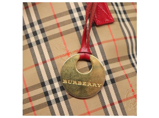 Borsa a spalla Burberry Nova Check in tela beige rossa oro Auth BD1088 Rosso D'oro - vista 15