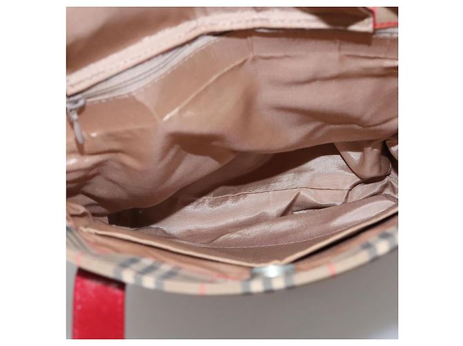 Borsa a spalla Burberry Nova Check in tela beige rossa oro Auth BD1088 Rosso D'oro - vista 16