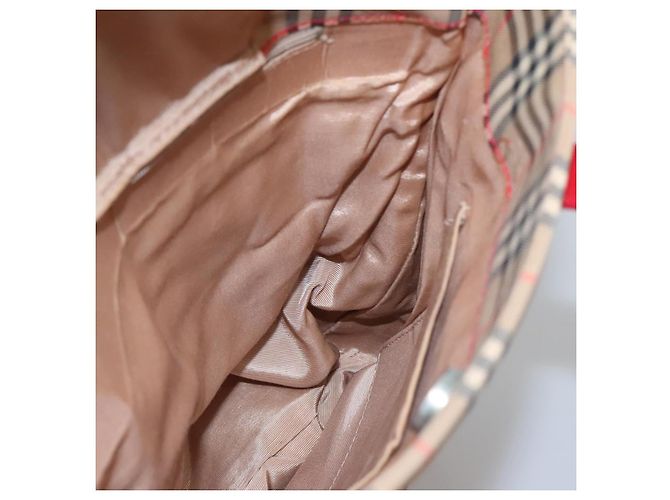 Borsa a spalla Burberry Nova Check in tela beige rossa oro Auth BD1088 Rosso D'oro - vista 17