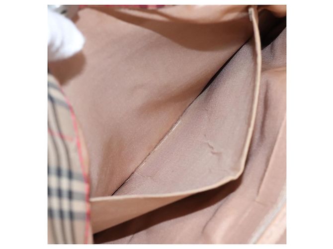 Borsa a spalla Burberry Nova Check in tela beige rossa oro Auth BD1088 Rosso D'oro - vista 20