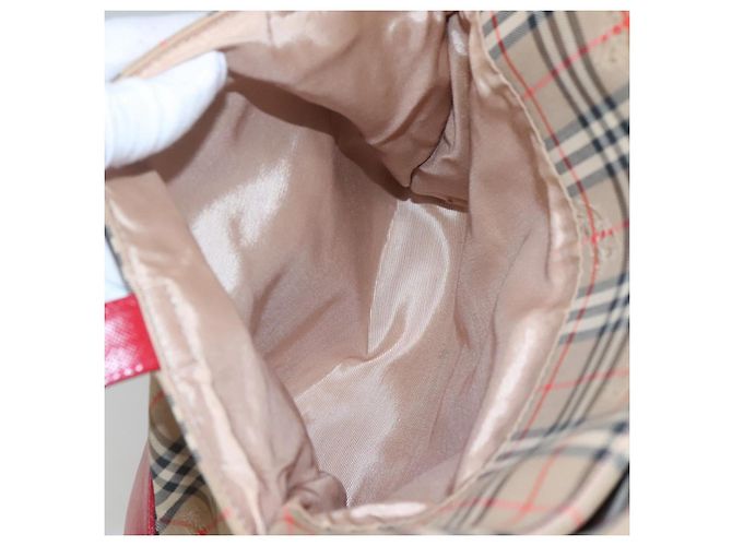 Borsa a spalla Burberry Nova Check in tela beige rossa oro Auth BD1088 Rosso D'oro - vista 21