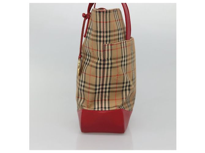Borsa a spalla Burberry Nova Check in tela beige rossa oro Auth BD1088 Rosso D'oro - vista 5