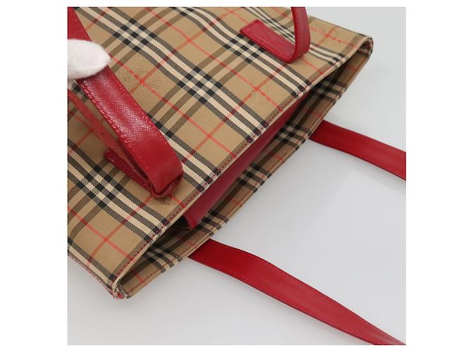 Borsa a spalla Burberry Nova Check in tela beige rossa oro Auth BD1088 Rosso D'oro - vista 6