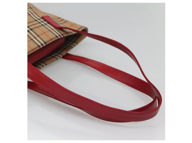 Borsa a spalla Burberry Nova Check in tela beige rossa oro Auth BD1088 Rosso D'oro - vista 7